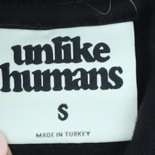 Unlike Humans Men's Black Pullover Hoodie S Graphic Print