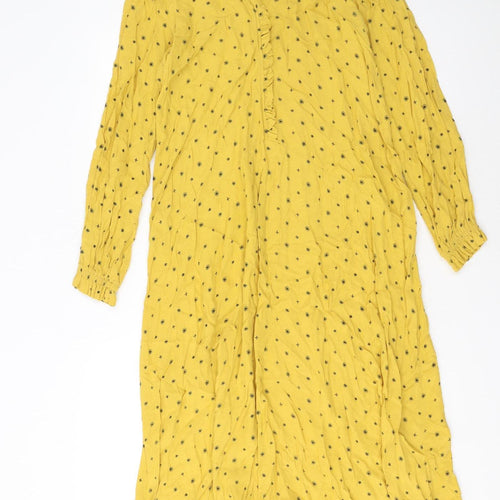 Marks and Spencer Women's Yellow A-Line Midi Dress Size S