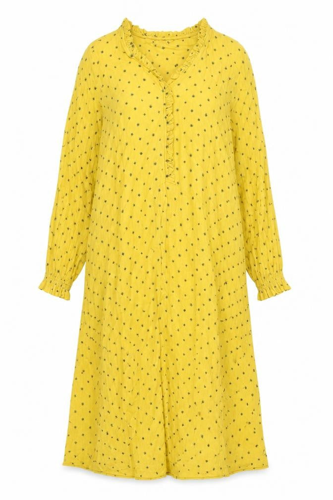 Front view of Marks & Spencer Women's Yellow A-Line Midi Dress, size S