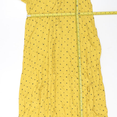 Marks and Spencer Women's Yellow A-Line Midi Dress Size S