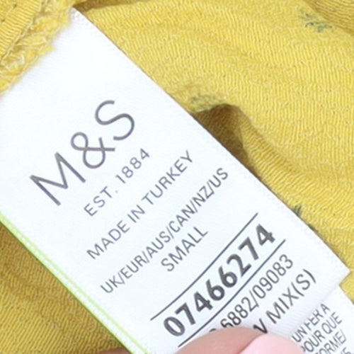 Marks and Spencer Women's Yellow A-Line Midi Dress Size S