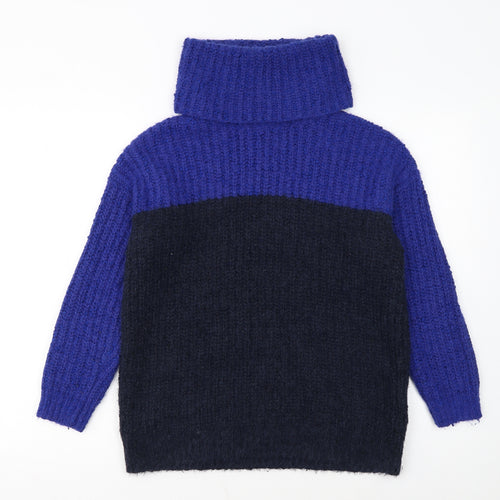 Marks and Spencer Women’s Blue Roll Neck Chunky Knit Jumper Size S