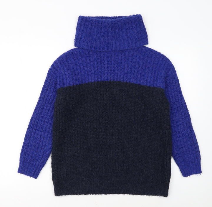 Marks and Spencer Women’s Blue Roll Neck Chunky Knit Jumper Size S