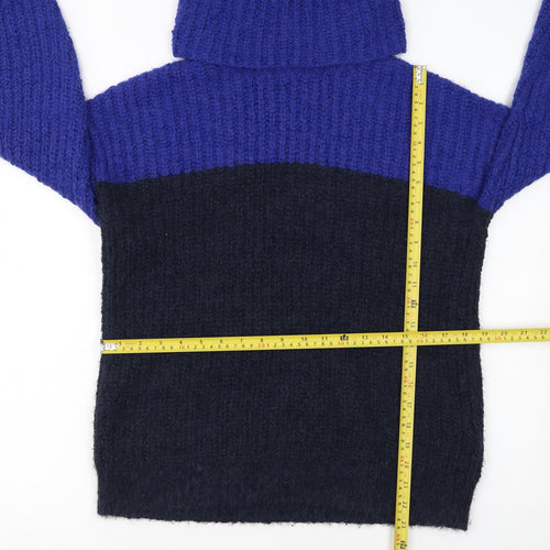 Marks and Spencer Women’s Blue Roll Neck Chunky Knit Jumper Size S