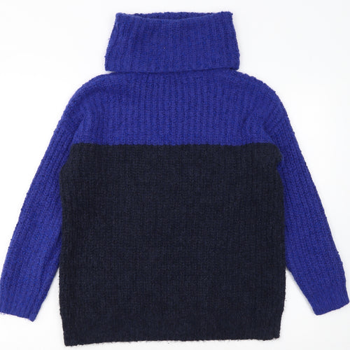 Marks and Spencer Women’s Blue Roll Neck Chunky Knit Jumper Size S