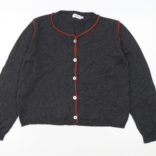 Renatta & Go Women's Grey Wool Cardigan S Buttoned Knit Jumper