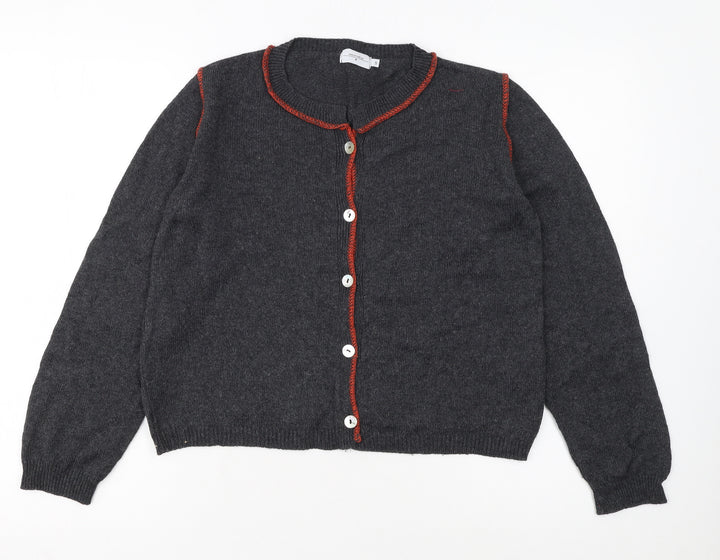 Renatta & Go Women's Grey Wool Cardigan S Buttoned Knit Jumper