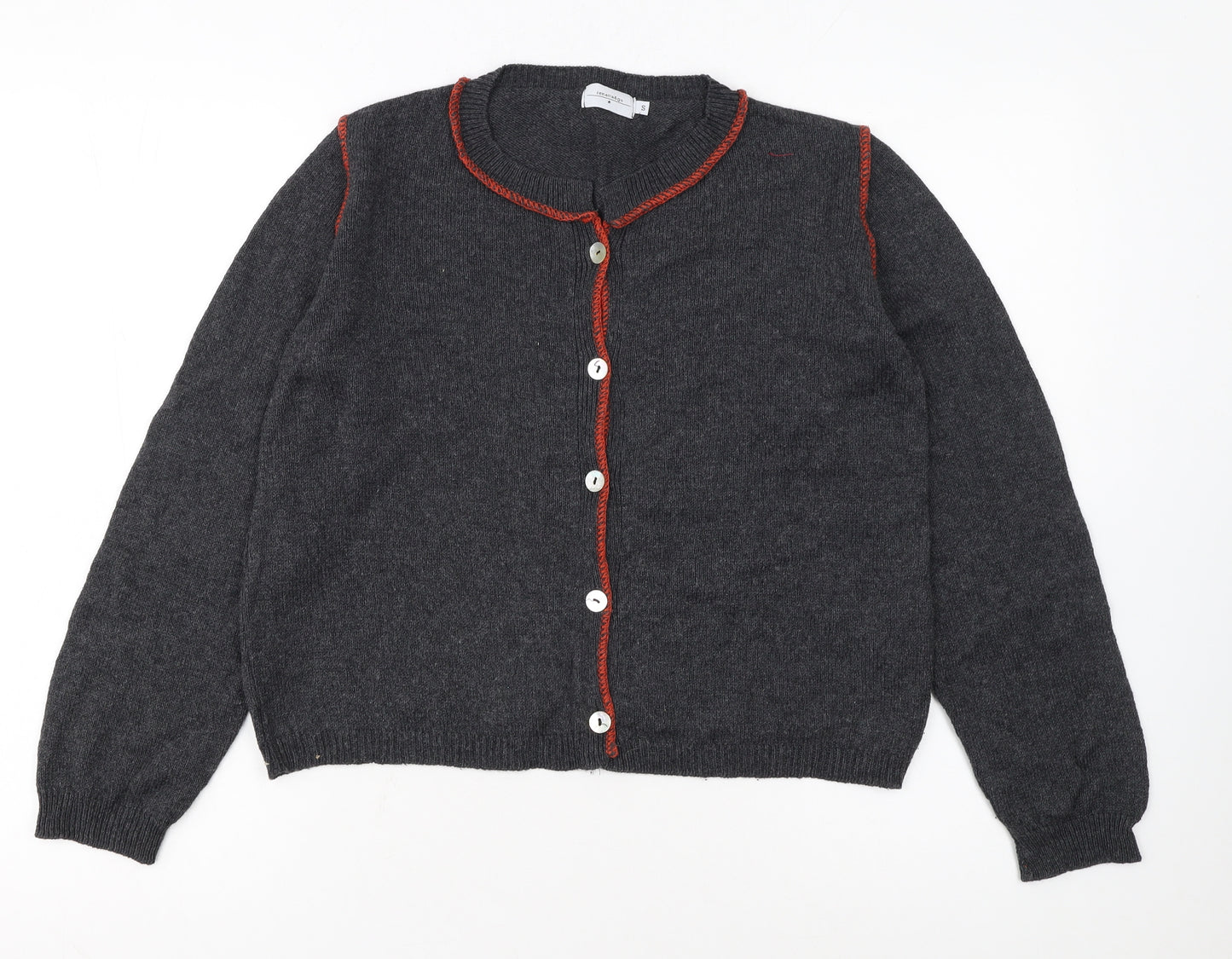 Renatta & Go Women's Grey Wool Cardigan S Buttoned Knit Jumper