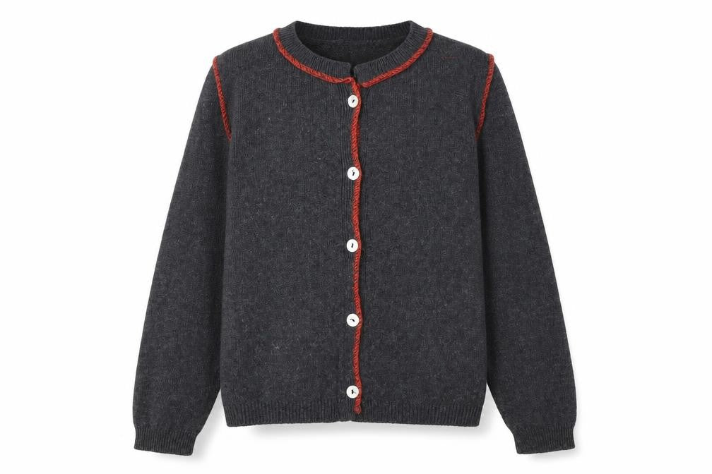 Front view of Renatta & Go Women's Grey Wool Cardigan S Buttoned Knit Jumper