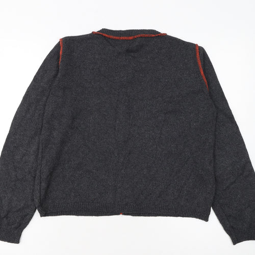 Renatta & Go Women's Grey Wool Cardigan S Buttoned Knit Jumper