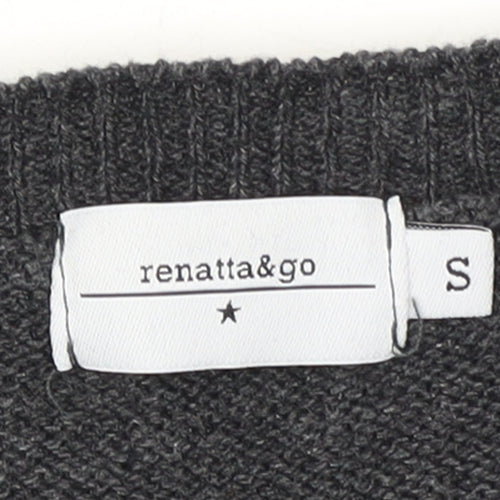 Renatta & Go Women's Grey Wool Cardigan S Buttoned Knit Jumper