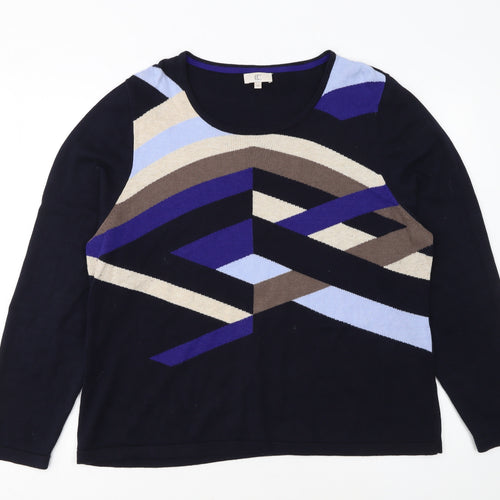 CC Womens Multicoloured XL Geometric Knit Long Sleeve Pullover Jumper