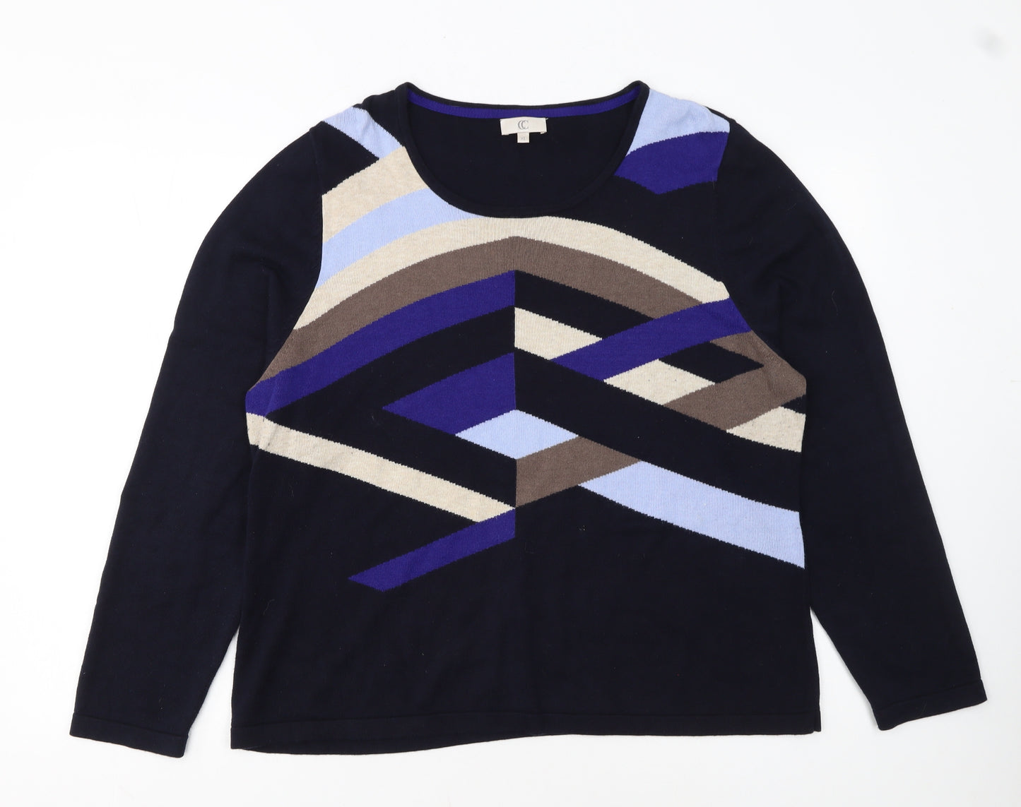 CC Womens Multicoloured XL Geometric Knit Long Sleeve Pullover Jumper