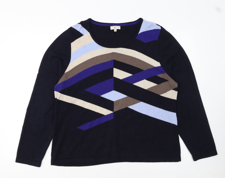 CC Womens Multicoloured XL Geometric Knit Long Sleeve Pullover Jumper
