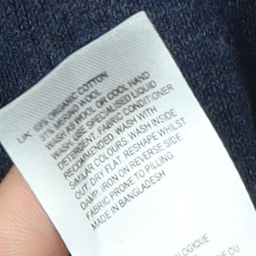 White Stuff Women's Blue Merino Wool Cotton Cardigan Size 12