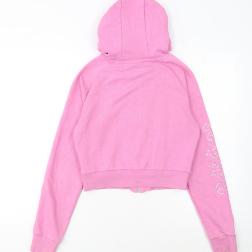Adidas Women's Pink Full Zip Hoodie Size 8 Rhinestone Logo