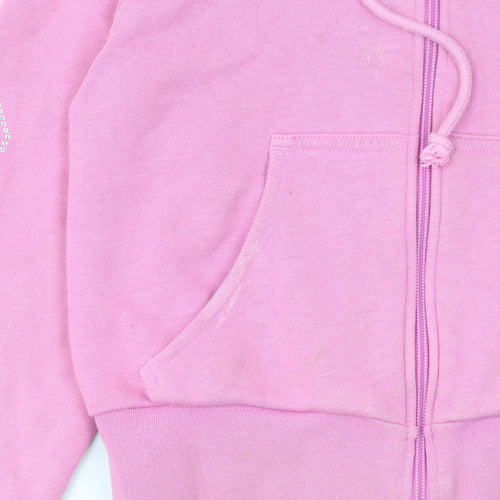 Adidas Women's Pink Full Zip Hoodie Size 8 Rhinestone Logo