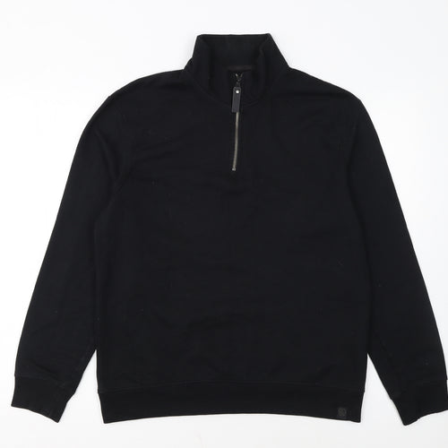 Soul Star Men's Black 1/2 Zip High Neck Fleece Sweatshirt Size M