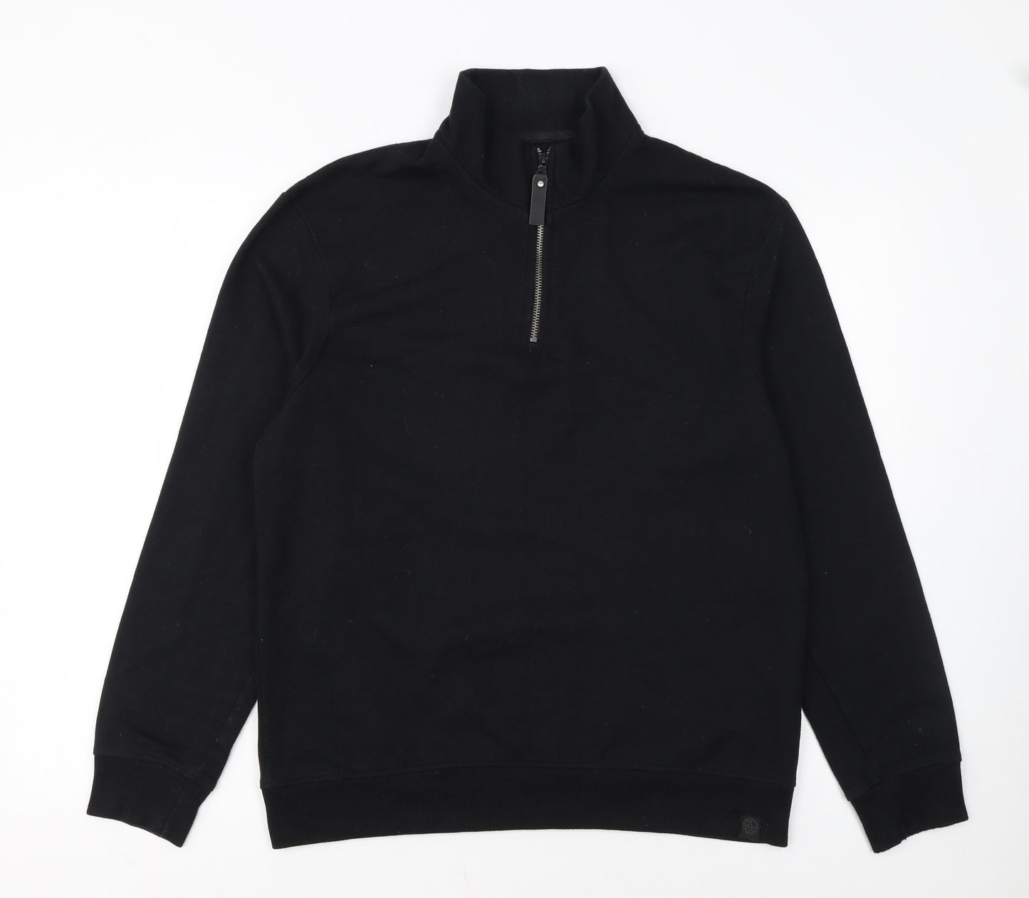 Soul Star Men's Black 1/2 Zip High Neck Fleece Sweatshirt Size M
