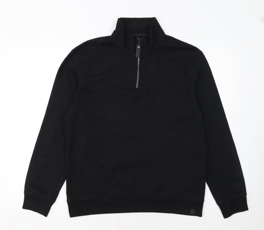 Soul Star Men's Black 1/2 Zip High Neck Fleece Sweatshirt Size M