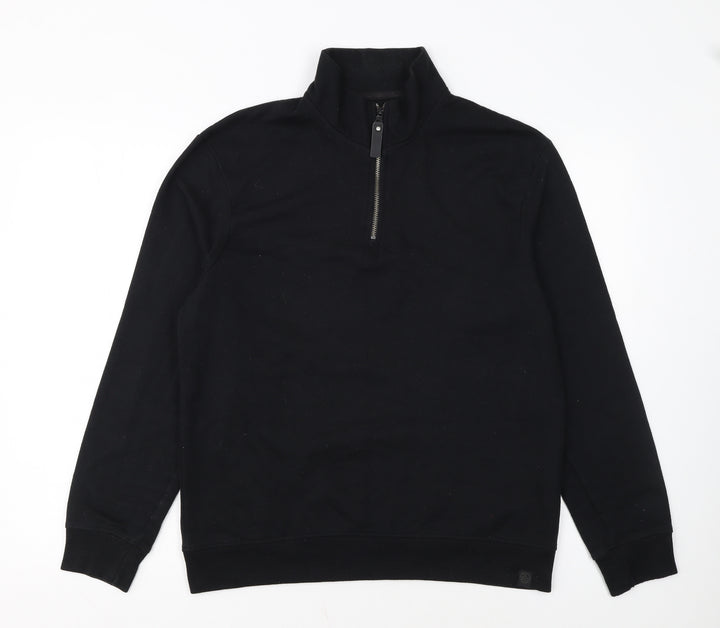 Soul Star Men's Black 1/2 Zip High Neck Fleece Sweatshirt Size M