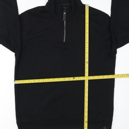 Soul Star Men's Black 1/2 Zip High Neck Fleece Sweatshirt Size M