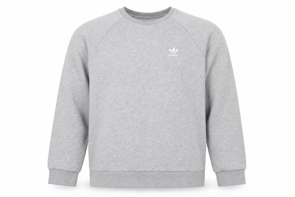 Front view of Adidas men’s grey regular fit crew neck sweatshirt m