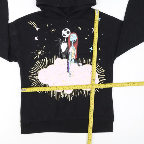 Disney at Primark Girls Black Hoodie 9-10 Years Pullover Graphic Fleece