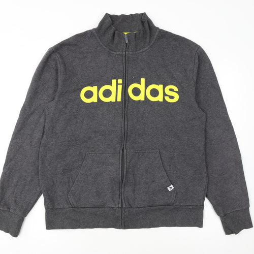 Adidas Men's Grey Track Jacket L Full Zip Cotton Blend Activewear