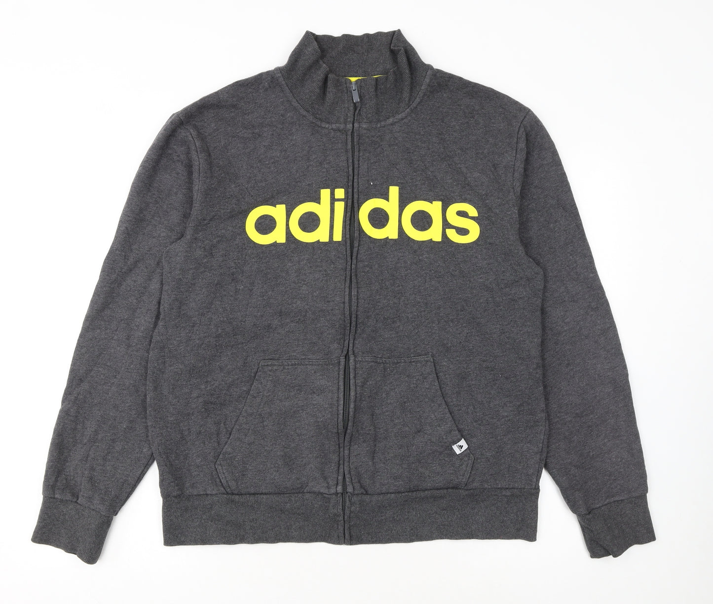 Adidas Men's Grey Track Jacket L Full Zip Cotton Blend Activewear