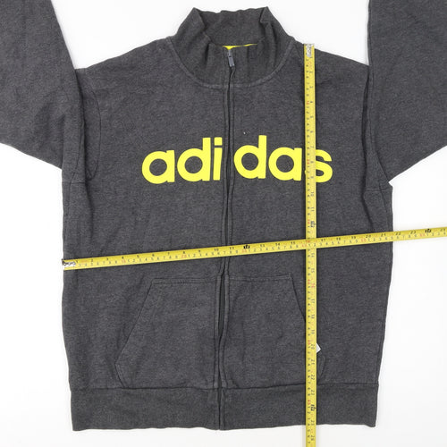 Adidas Men's Grey Track Jacket L Full Zip Cotton Blend Activewear