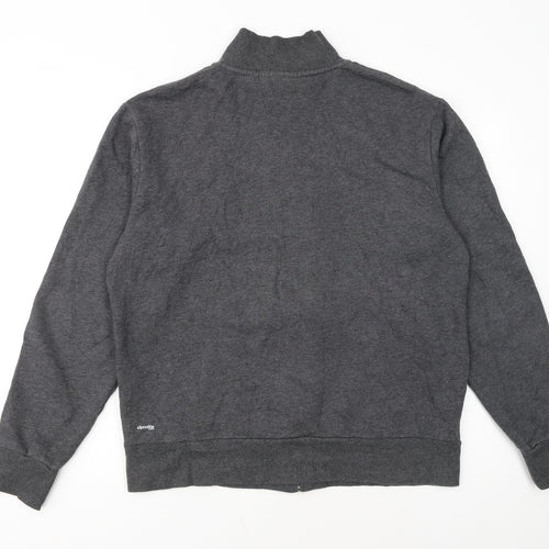Adidas Men's Grey Track Jacket L Full Zip Cotton Blend Activewear