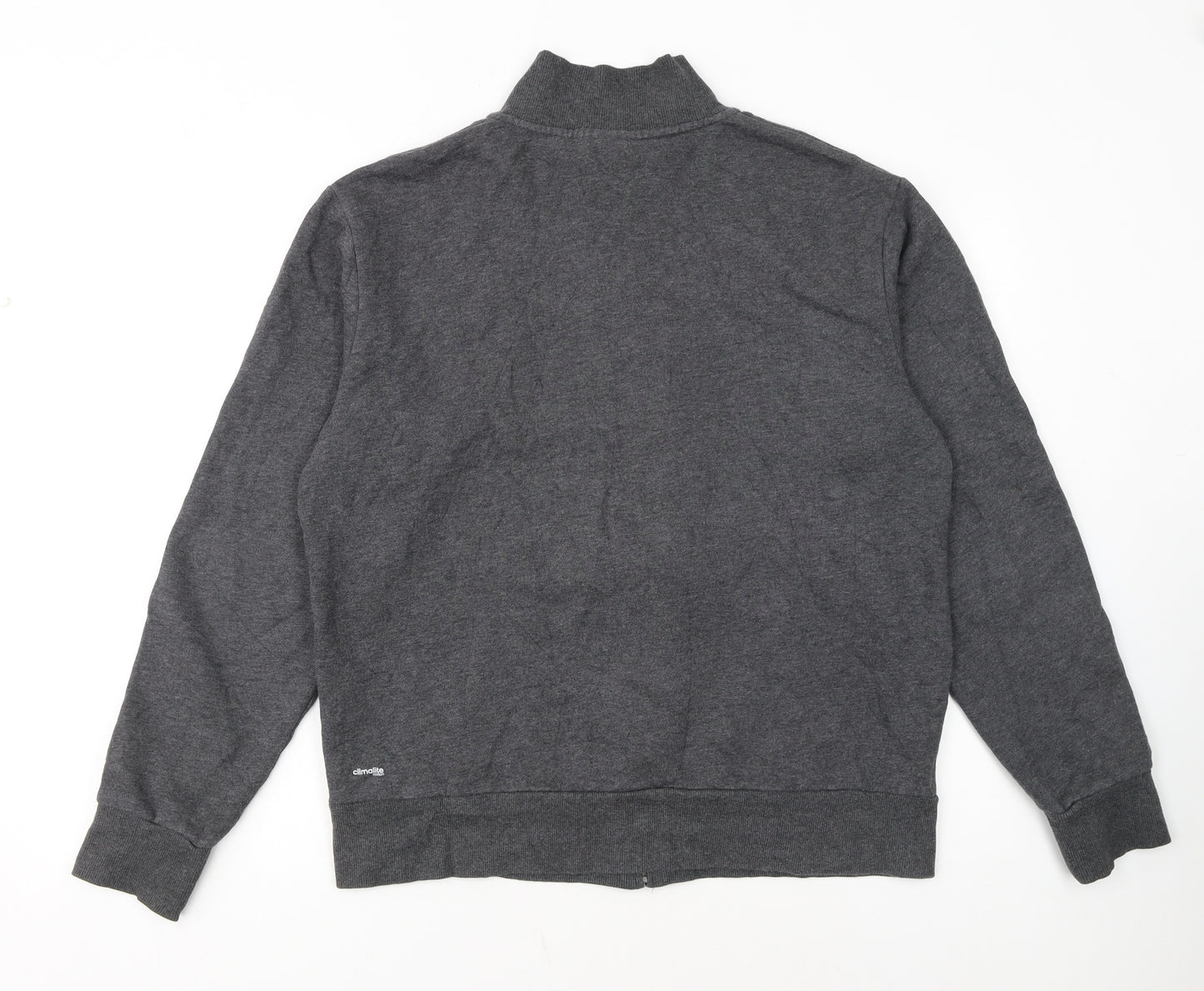 Adidas Men's Grey Track Jacket L Full Zip Cotton Blend Activewear