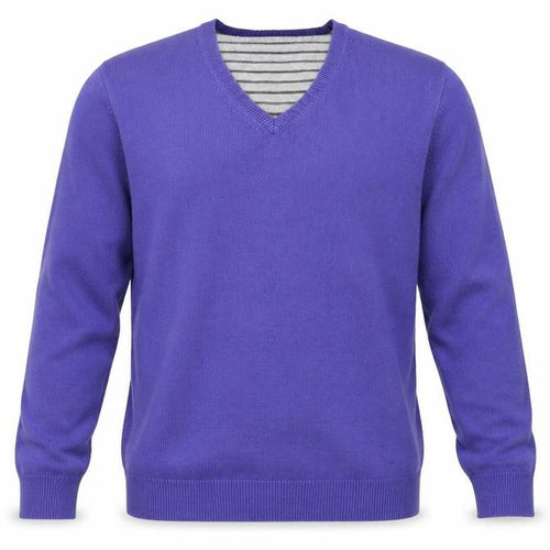 Marks and Spencer Men's Purple V-Neck Cotton Jumper Size M