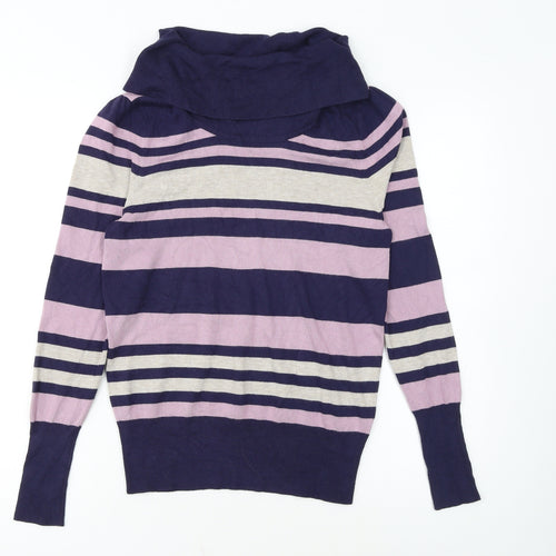 Marks and Spencer Womens Multicoloured Striped Cowl Neck Jumper Size 12