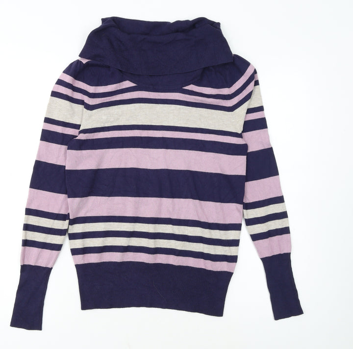 Marks and Spencer Womens Multicoloured Striped Cowl Neck Jumper Size 12