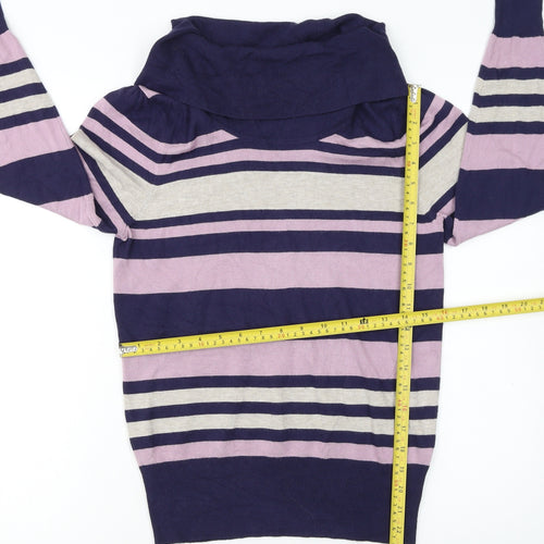 Marks and Spencer Womens Multicoloured Striped Cowl Neck Jumper Size 12
