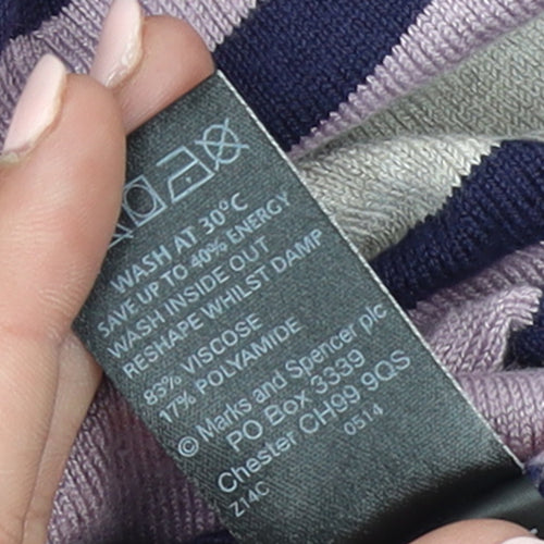 Marks and Spencer Womens Multicoloured Striped Cowl Neck Jumper Size 12