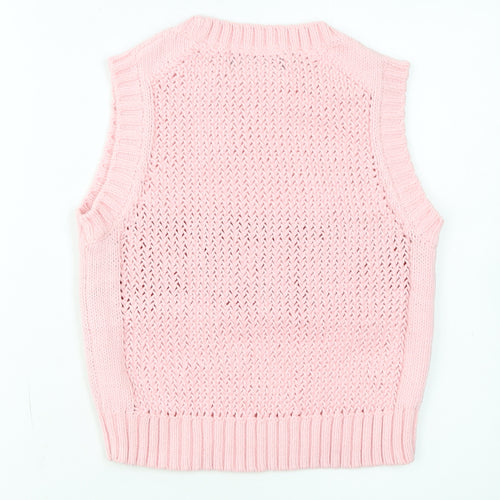 Primark Women Pink Knit Crew Neck Sleeveless Vest Jumper M