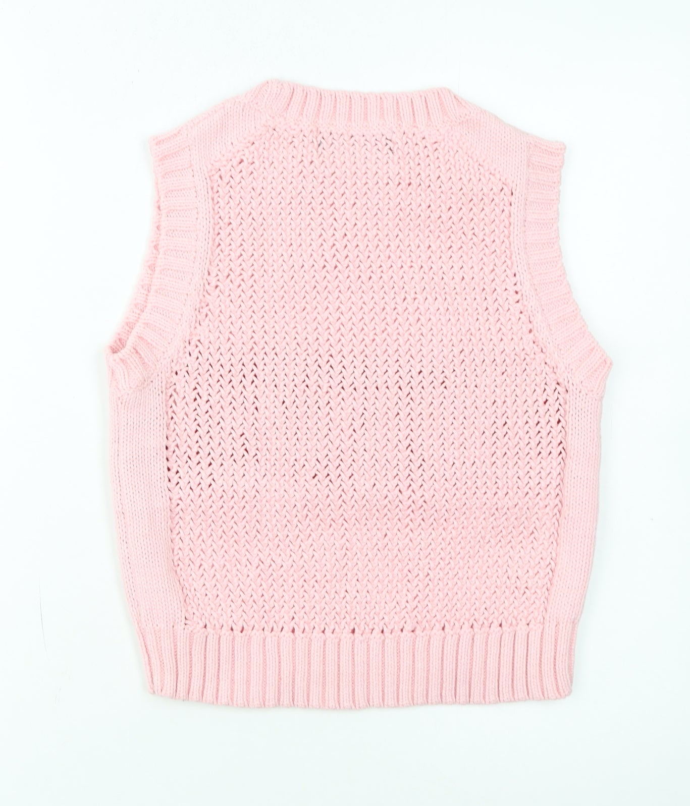 Primark Women Pink Knit Crew Neck Sleeveless Vest Jumper M