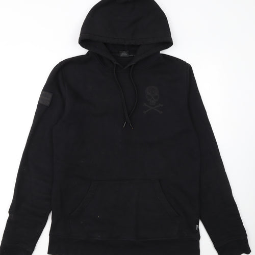 Thrudark Men’s Black Pullover Hoodie Skull Logo Fleece Size M