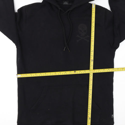 Thrudark Men’s Black Pullover Hoodie Skull Logo Fleece Size M