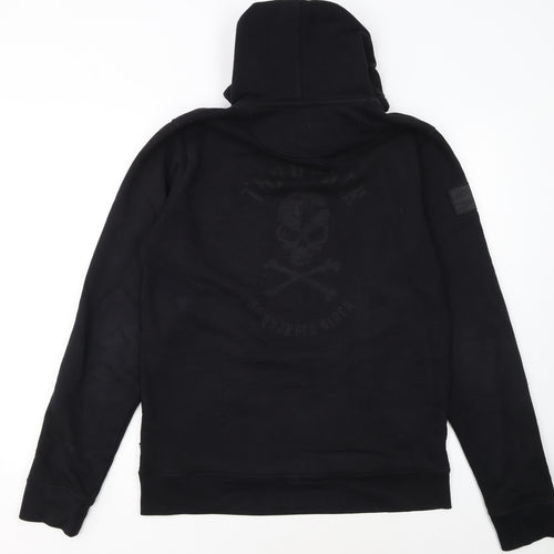 Thrudark Men’s Black Pullover Hoodie Skull Logo Fleece Size M