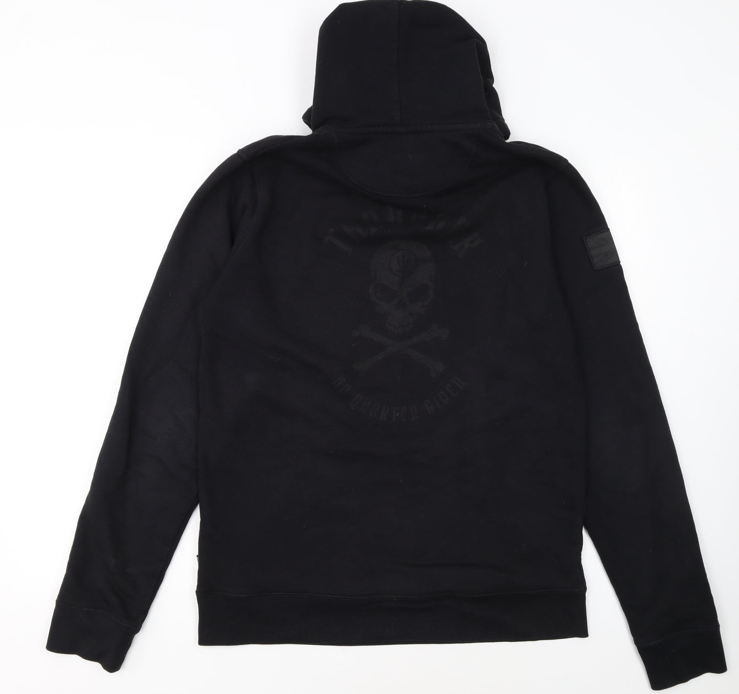 Thrudark Men’s Black Pullover Hoodie Skull Logo Fleece Size M