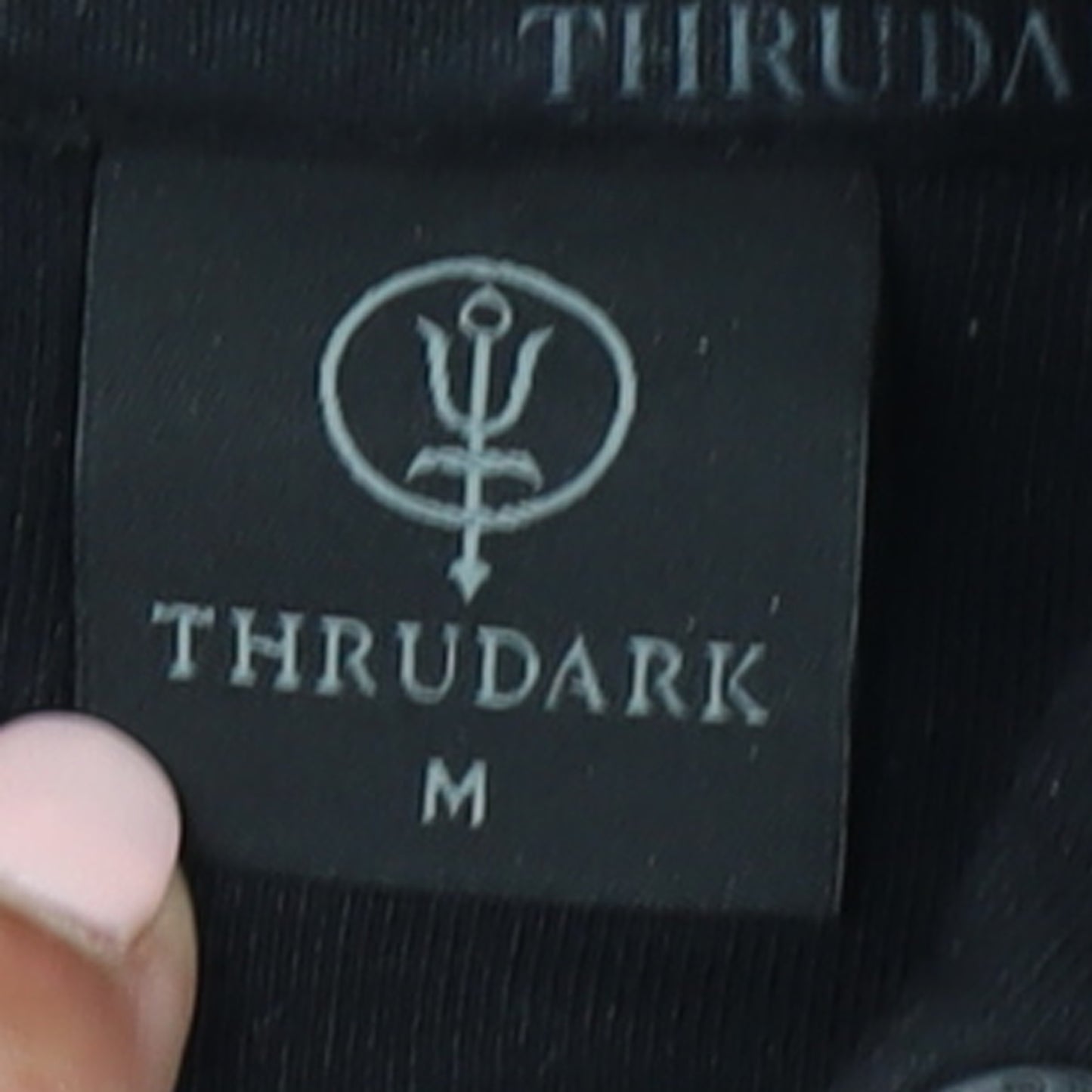 Thrudark Men’s Black Pullover Hoodie Skull Logo Fleece Size M