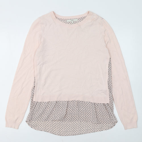 Next Women's Pink Crew Neck Long Sleeve Layered Pullover Jumper Size 8