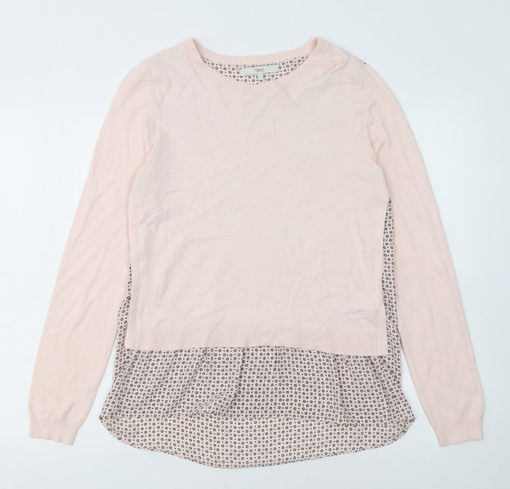 Next Women's Pink Crew Neck Long Sleeve Layered Pullover Jumper Size 8