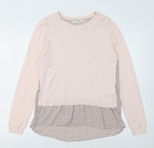 Next Women's Pink Crew Neck Long Sleeve Layered Pullover Jumper Size 8