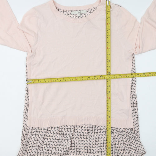 Next Women's Pink Crew Neck Long Sleeve Layered Pullover Jumper Size 8
