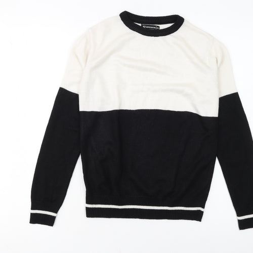 HERE & NOW Women's Black & White Colour Block Acrylic Jumper XS